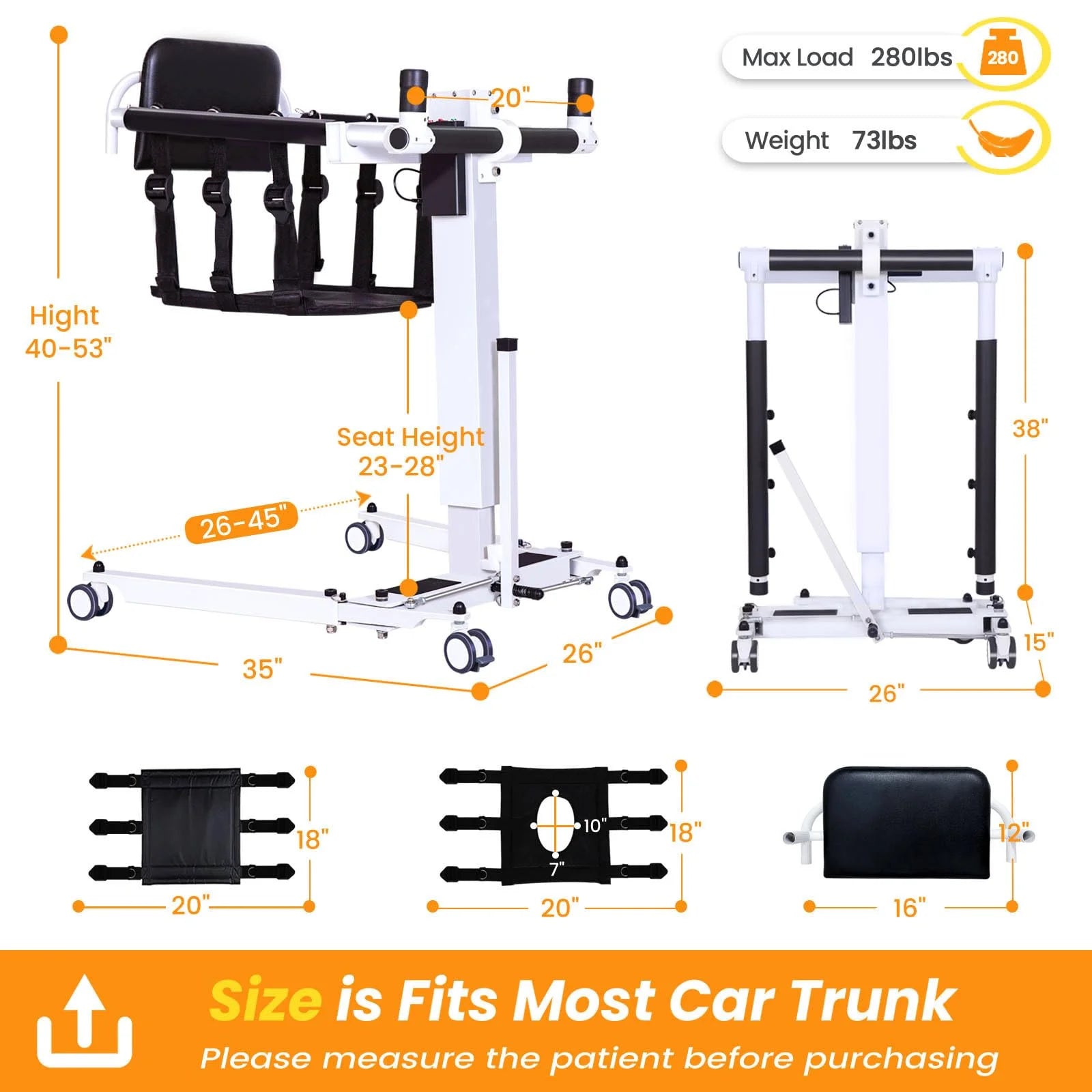 Upgrade Patient Lift for Home,Electric Patient Lift Transfer Chair,Portable Handicap Lift for Car,Bathroom Transfer Lift Chairs for Seniors,Wheelchair Lift with Adjustable Height