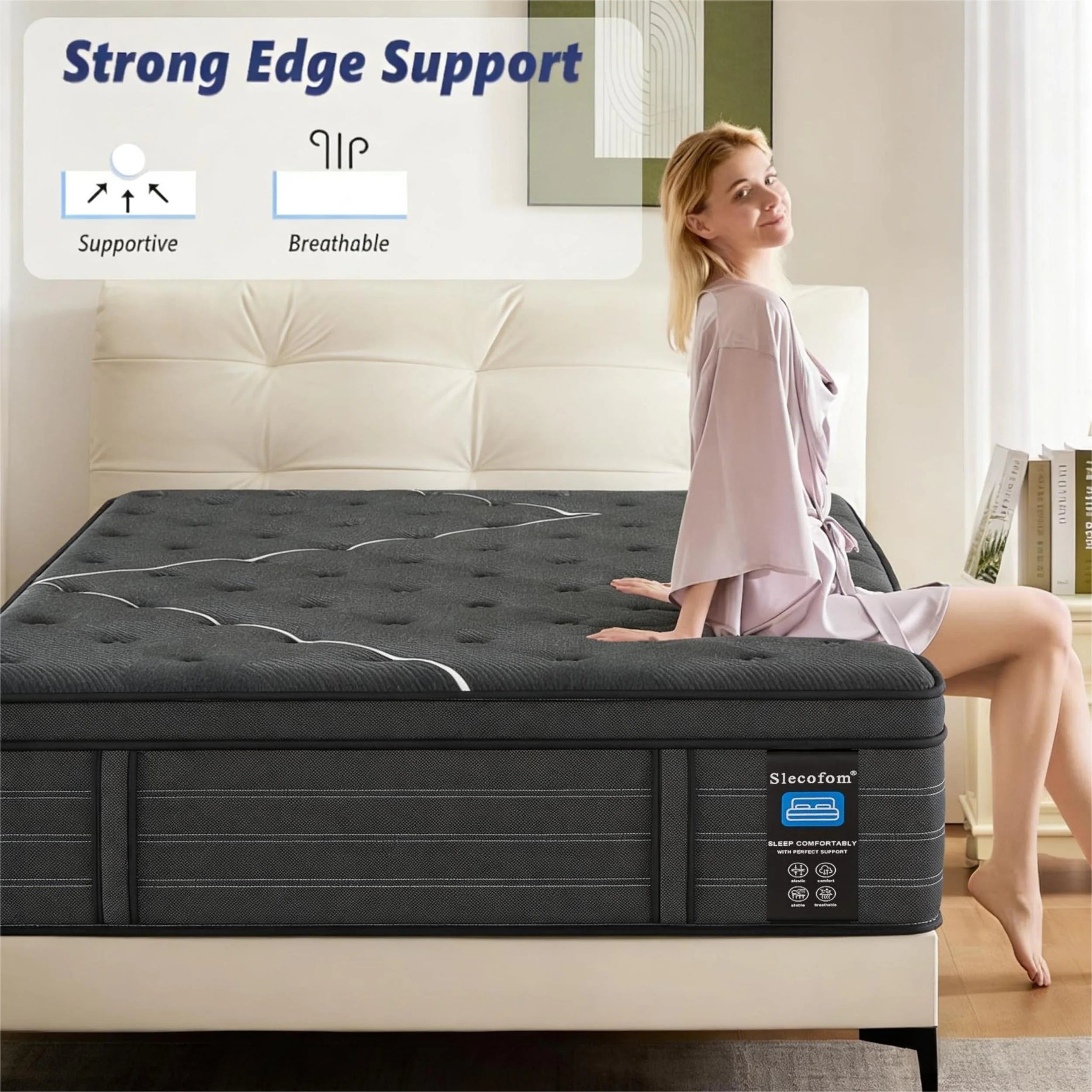 Modland 14" Extra Firm Cooling Gel Hybrid Mattress for Back Pain Relief in a Box, Twin/Full/Queen/King/Calking Size