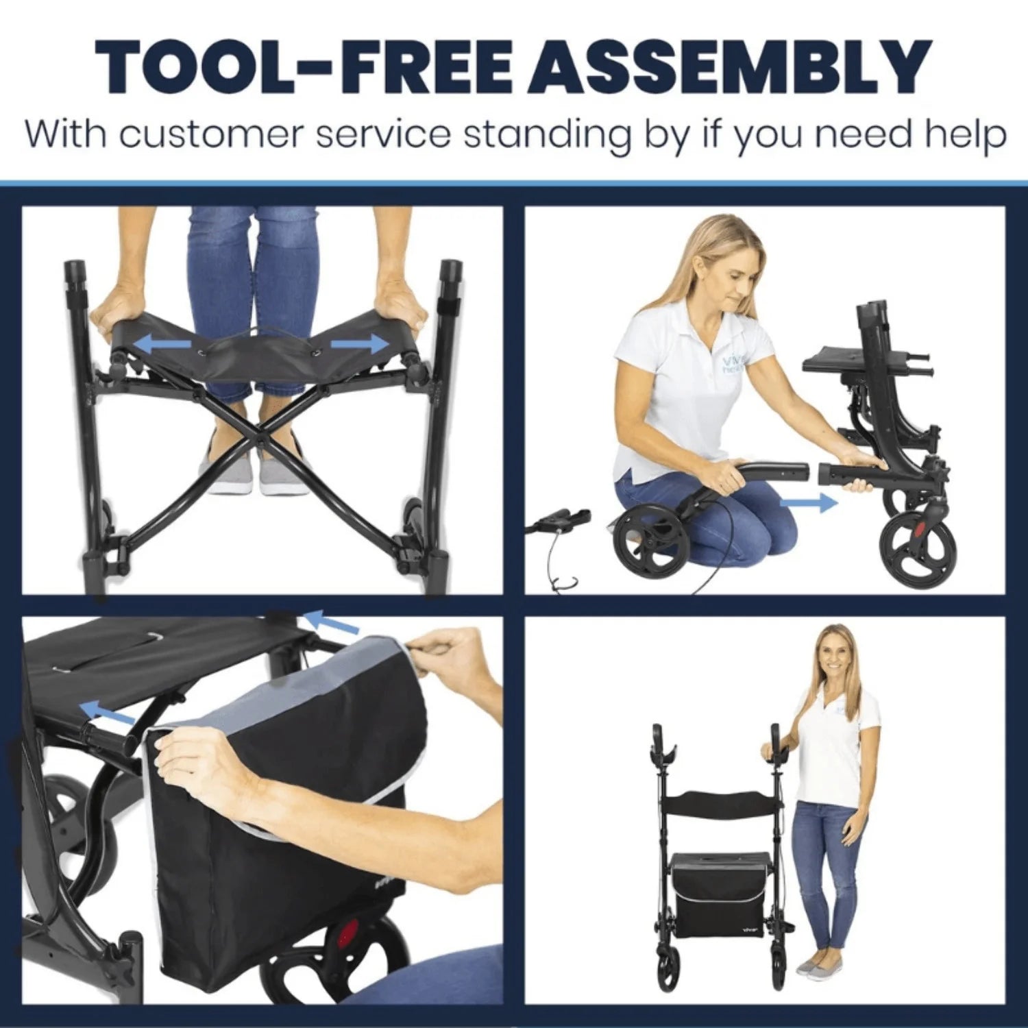 Upright Walker with Seat for Seniors – Folding Stand up Rollator Walker, Heavy Duty Medical Mobility Aid with Arm Rests for Elderly Women and Men, Red