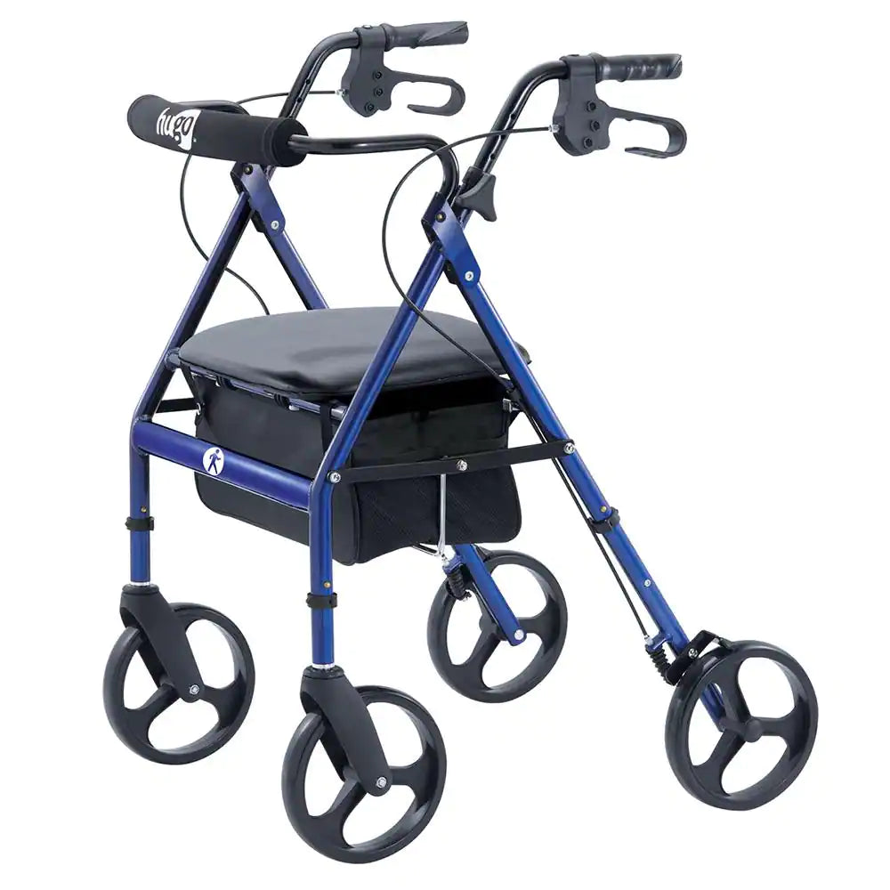 Portable Rollator Rolling Walker with Seat, Backrest and 8 In. Wheels, Blue