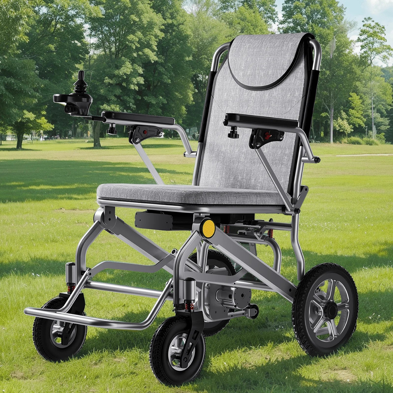 33Lbs Folding Electric Wheelchair, Motorized Wheelchair with Safety Features, Lithium Battery, Ideal for Seniors & Travel