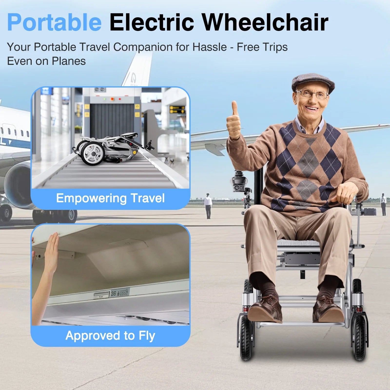 33Lbs Folding Electric Wheelchair, Motorized Wheelchair with Safety Features, Lithium Battery, Ideal for Seniors & Travel
