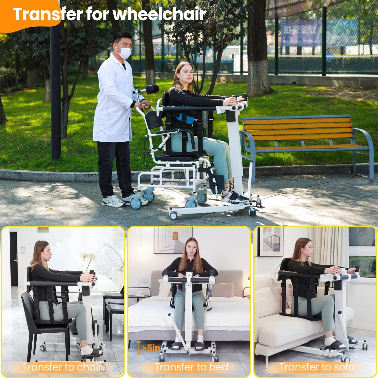 Upgrade Patient Lift for Home,Electric Patient Lift Transfer Chair,Portable Handicap Lift for Car,Bathroom Transfer Lift Chairs for Seniors,Wheelchair Lift with Adjustable Height