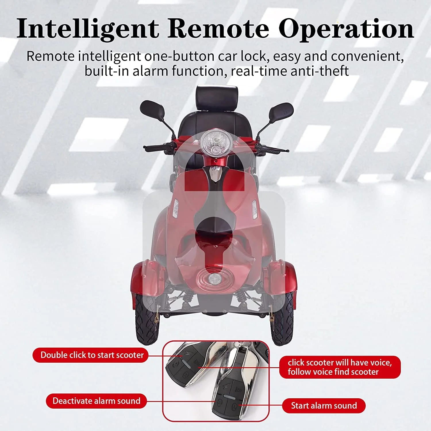 Secure Adjustable Seat 4-Wheel Mobility Scooter with Charger, Red, 310 Lb Limit