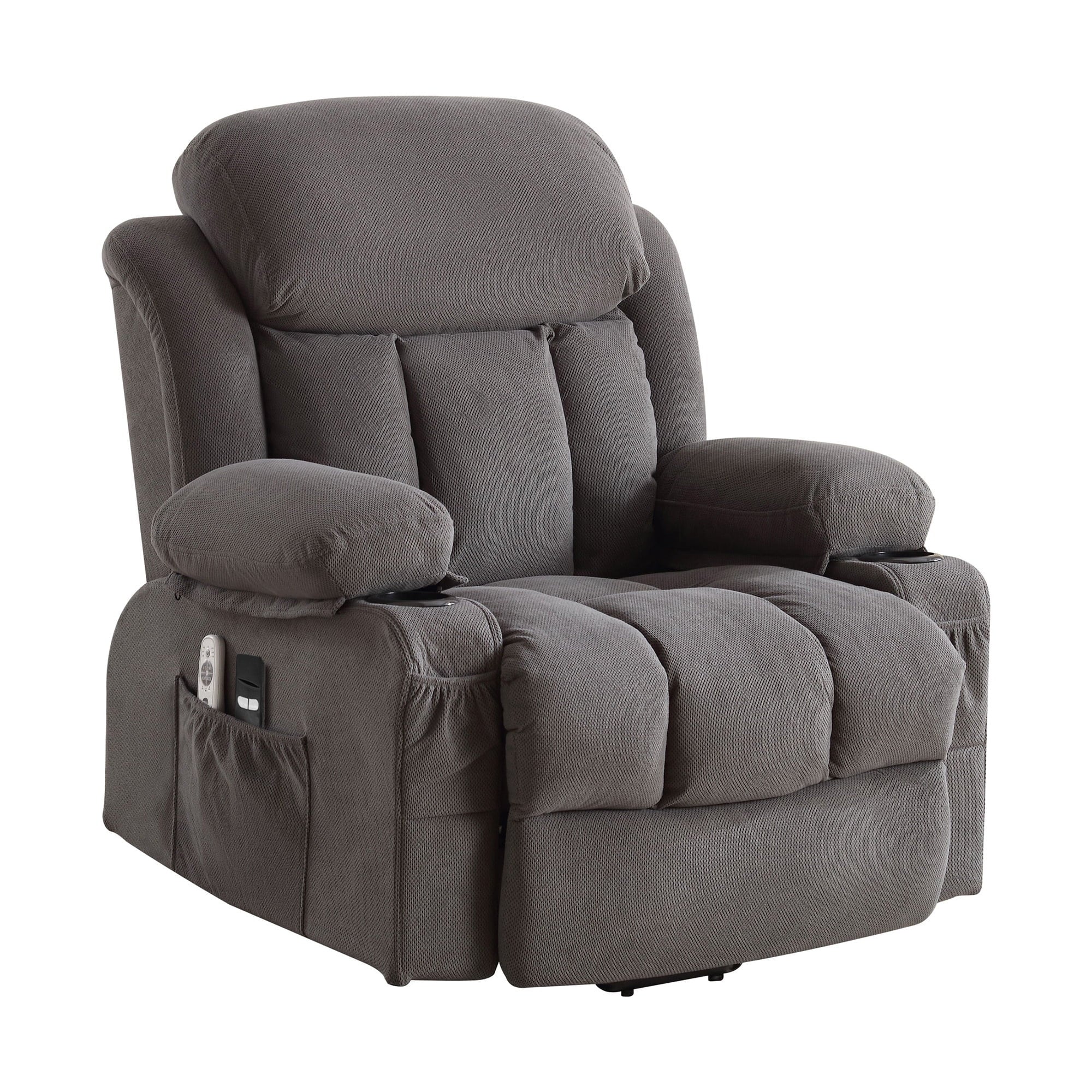 Power Lift Recliner Chair for Elderly,  24.5In Oversized Lift Chair with Massage and Heat up to 350Lbs, 160° Electric Adjustable Power Theater Recliner for Living Room, Gray