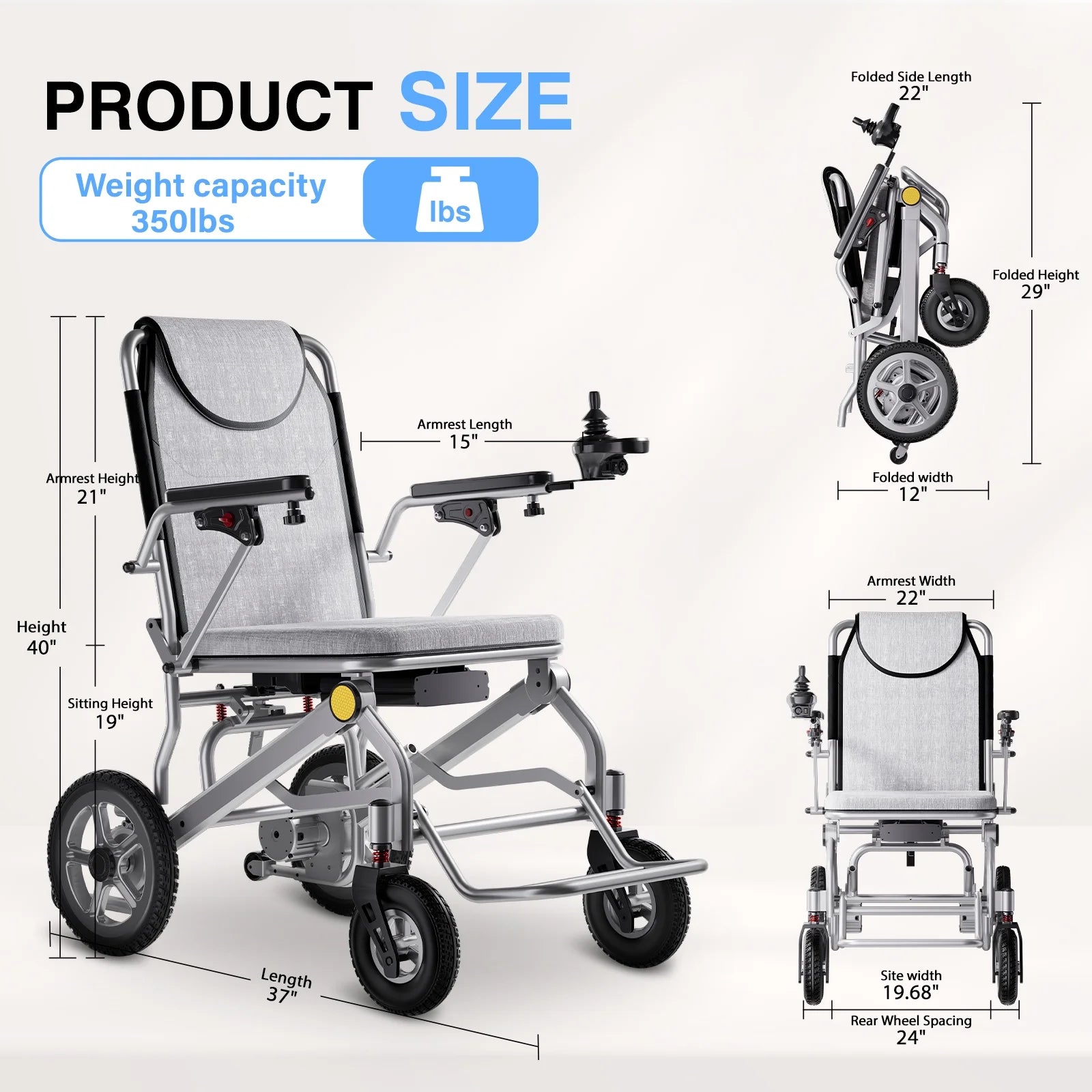 33Lbs Folding Electric Wheelchair, Motorized Wheelchair with Safety Features, Lithium Battery, Ideal for Seniors & Travel