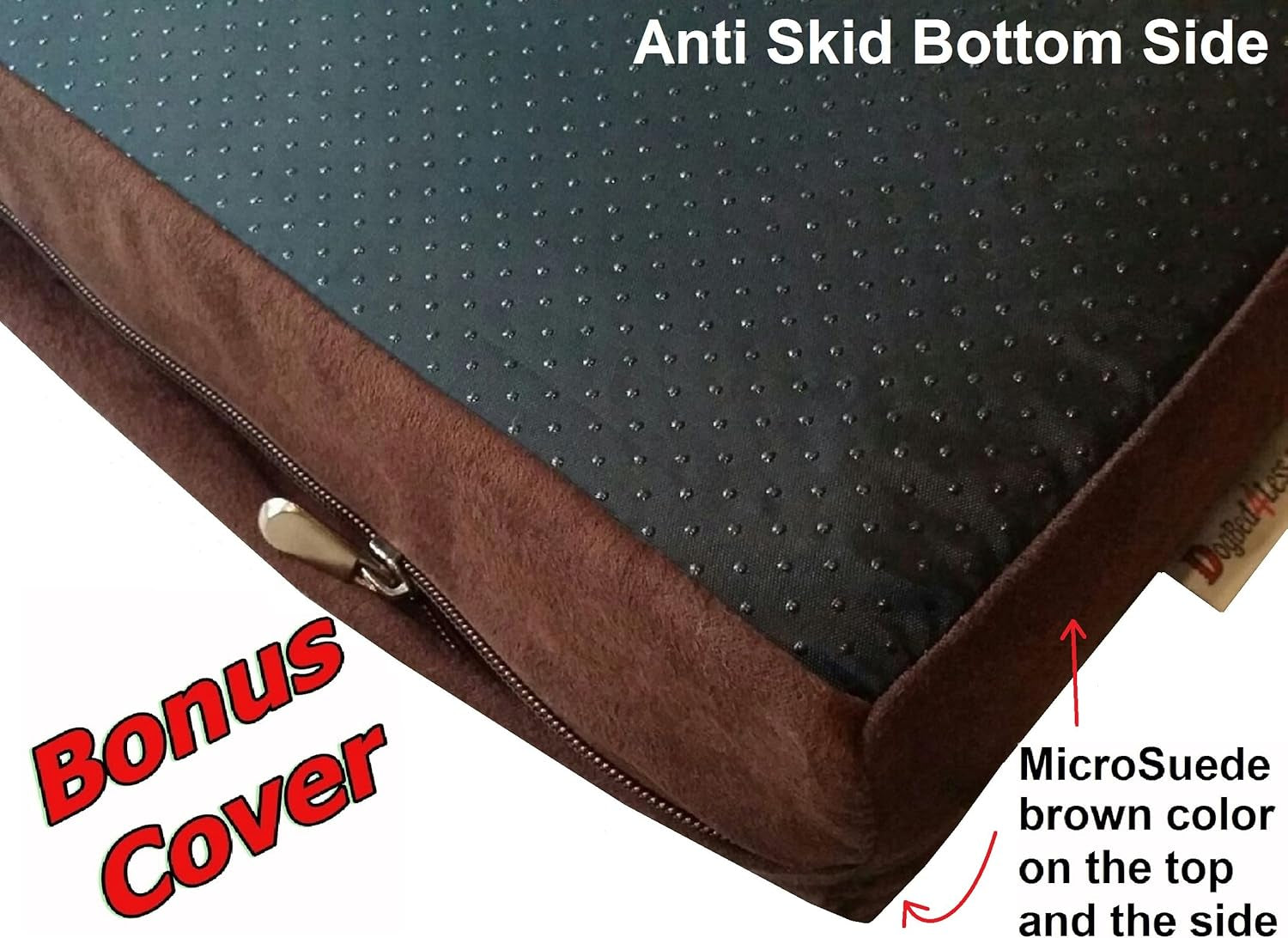 Premium Orthopedic Memory Foam Pet Bed for Extra Large Dogs, Washable Durable Denim Cover, Waterproof Liner and Extra Case, Jumbo 55"X47"X4", Brown