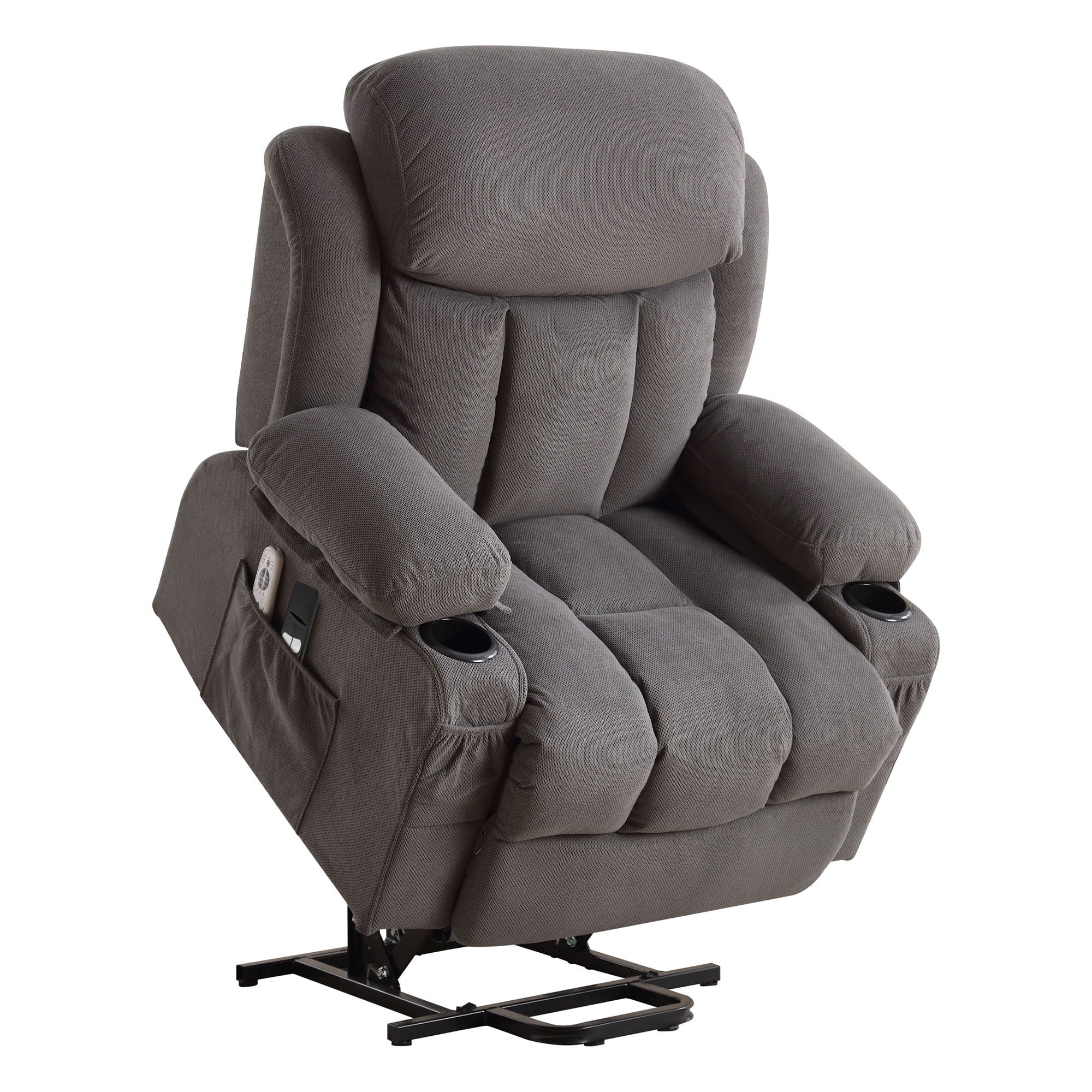 Power Lift Recliner Chair for Elderly,  24.5In Oversized Lift Chair with Massage and Heat up to 350Lbs, 160° Electric Adjustable Power Theater Recliner for Living Room, Gray